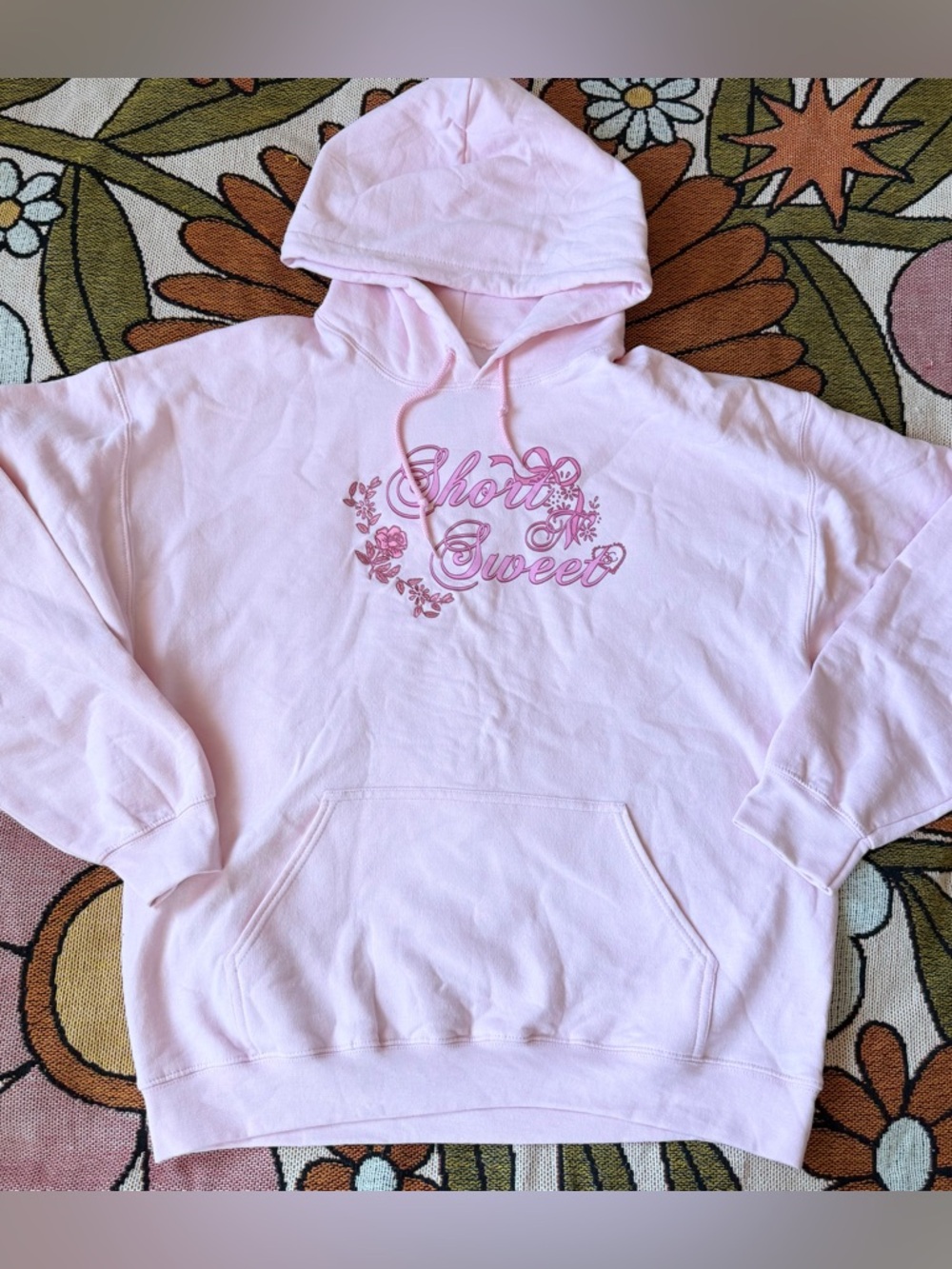 NEW Sabrina Carpenter Short & Sweet Tour Pink Hoodie Size Large